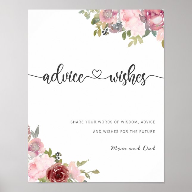 Future parents tips advices baby shower floral pos poster (Front)