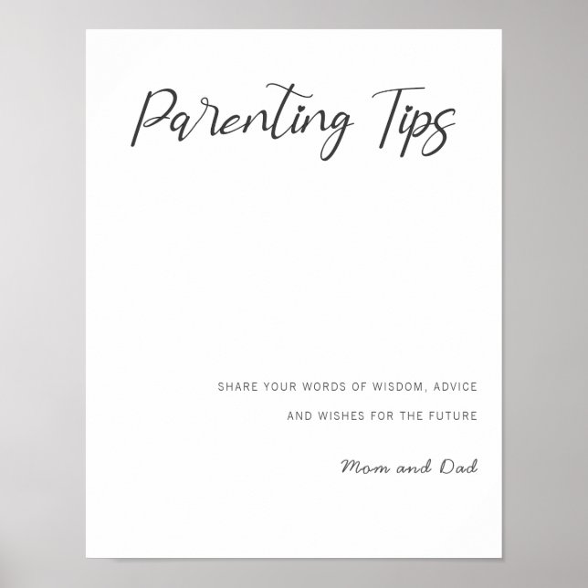 Future parents tips mum and dad baby shower advice poster (Front)