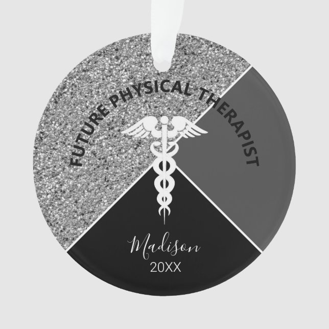Future Physical Therapist Medical Silver Monogram Ornament (Front)