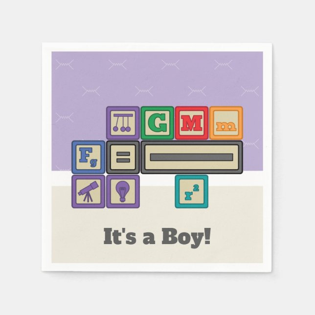 Future Physicist's Blocks Baby Shower Napkins (Front)