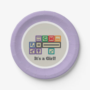 Future Physicist's Blocks Baby Shower Paper Plates
