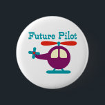 Future Pilot 6 Cm Round Badge<br><div class="desc">Future pilot design for kids and baby with helicopter.</div>