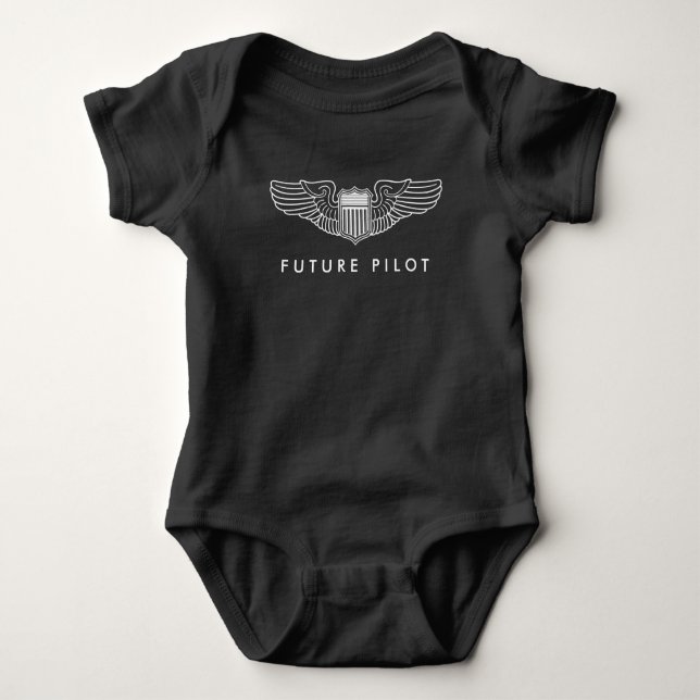Future Pilot Baby Wings in White Bodysuit (Front)