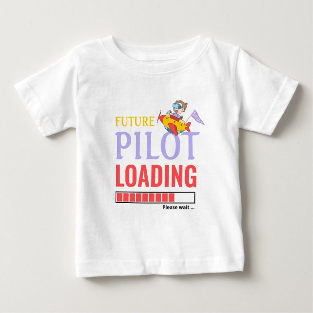 Future Pilot Loading Humour Personalised Boy Baby T-Shirt (Front)