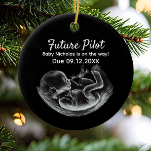 Future Pilot Pregnancy Announcement Funny Aviation Ceramic Tree Decoration