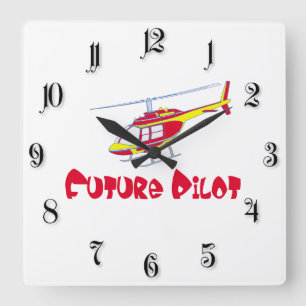 Future pilot square wall clock