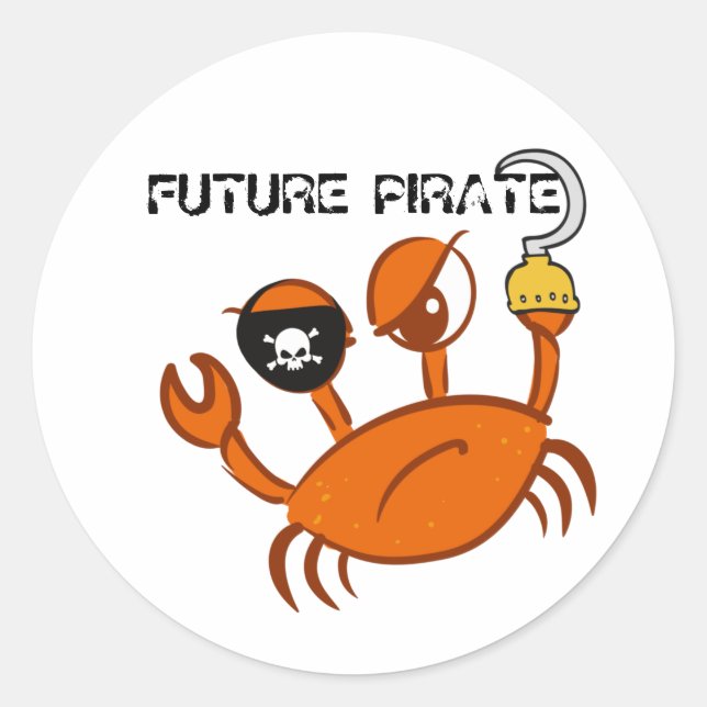 Future Pirate Cute Crab Personalised Birthday gift Classic Round Sticker (Front)