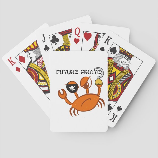 Future Pirate Cute Crab Personalised Gift Playing Cards (Back)