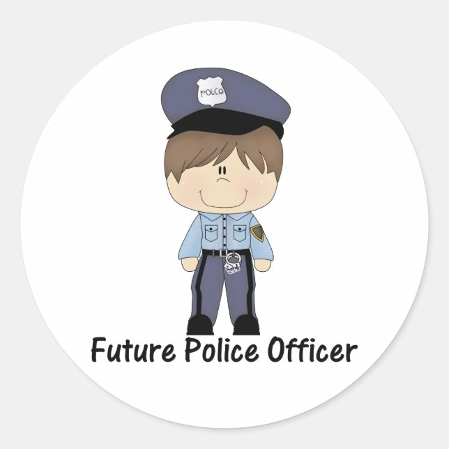 future police officer (boy) classic round sticker (Front)