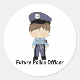 future police officer (boy) classic round sticker
