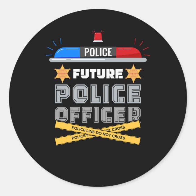 Future Police Officer Cop Funny Novelty My Career  Classic Round Sticker (Front)