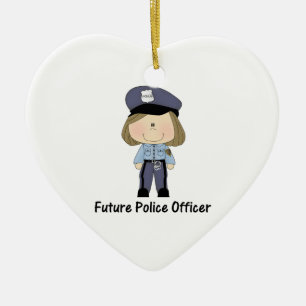 future police officer (girl) ceramic tree decoration
