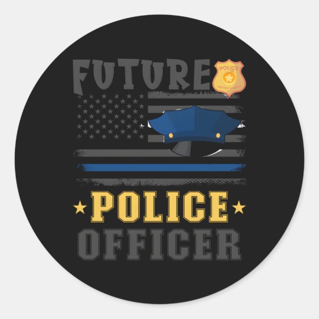 Future Police Officer Police Training Graduation A Classic Round Sticker (Front)