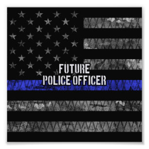 Future Police Officer Thin Blue Line Distressed Fl Photo Print