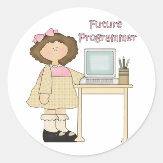 Future Programmer Girl Classic Round Sticker