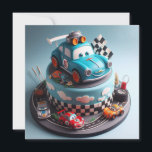 FUTURE RACE CAR CHAMP KIDS BIRTHDAY CAKE CARD<br><div class="desc">FUN FUTURE RACE CAR CHAMP! KIDS BIRTHDAY LAYER CAKE ON THE FRONT OF THE CARD.  COMPLETELY EDITABLE COPY ON THE BACK.</div>