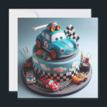 FUTURE RACE CAR CHAMP KIDS BIRTHDAY CAKE CARD<br><div class="desc">FUN FUTURE RACE CAR CHAMP! KIDS BIRTHDAY LAYER CAKE ON THE FRONT OF THE CARD.  COMPLETELY EDITABLE COPY ON THE BACK.</div>