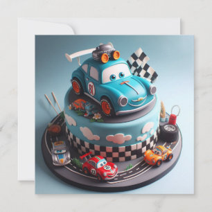 FUTURE RACE CAR CHAMP KIDS BIRTHDAY CAKE CARD