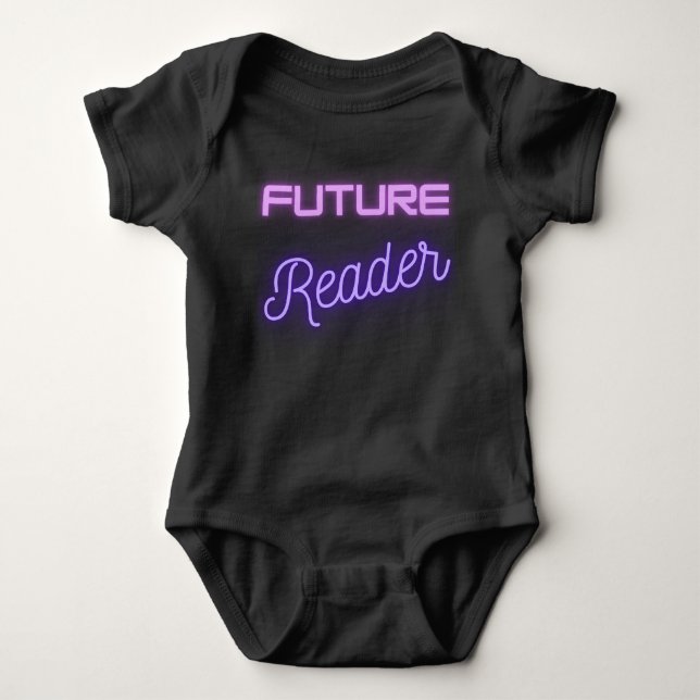 Future Reader Pink Purple Baby Bodysuit (Front)
