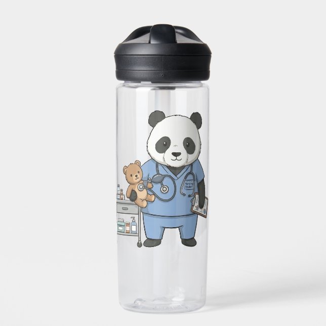 Future RN Panda: Adorable Medical Student  Water Bottle (Front)