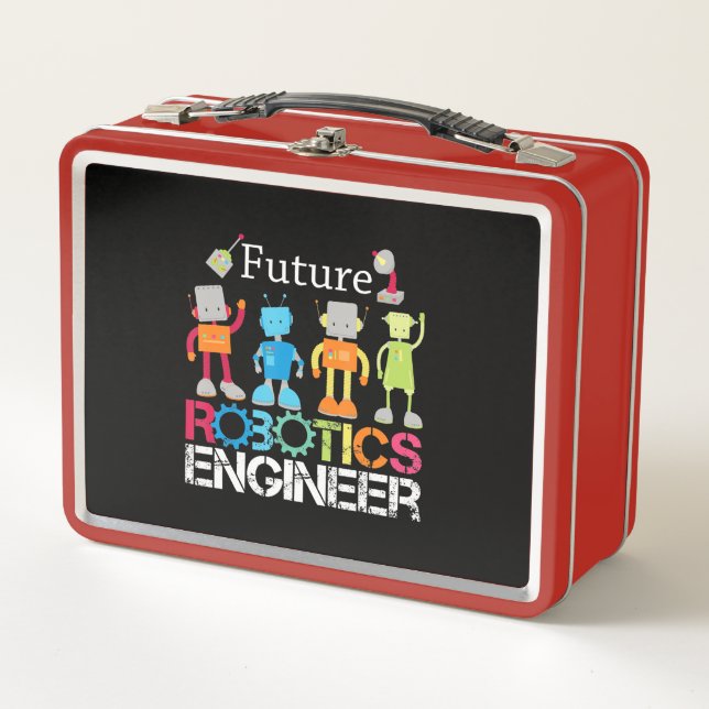 Future Robotics Engineer Robots Lover Costume Gift Metal Lunch Box (Front)