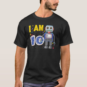 Future Robotics I Am 10 Birthday Party Boy Natal D T-Shirt