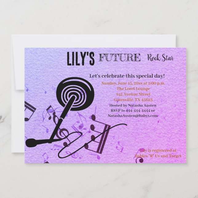 Future Rock Star Baby Shower Invitation (Front)