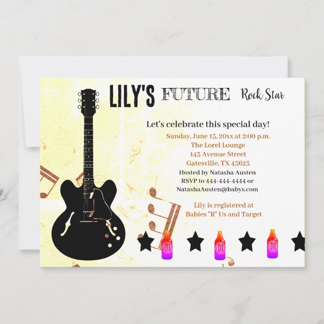 Future Rock Star Baby Shower Invitation (Front)