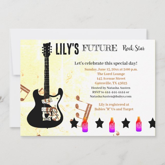 Future Rock Star Baby Shower Invitation (Front)