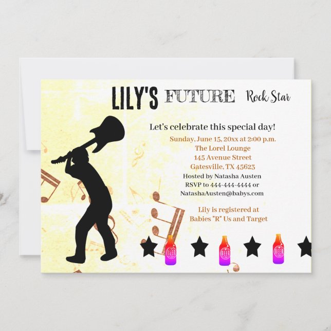 Future Rock Star Baby Shower Invitation (Front)