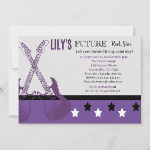 Future Rocker Baby Shower Purple Invitation