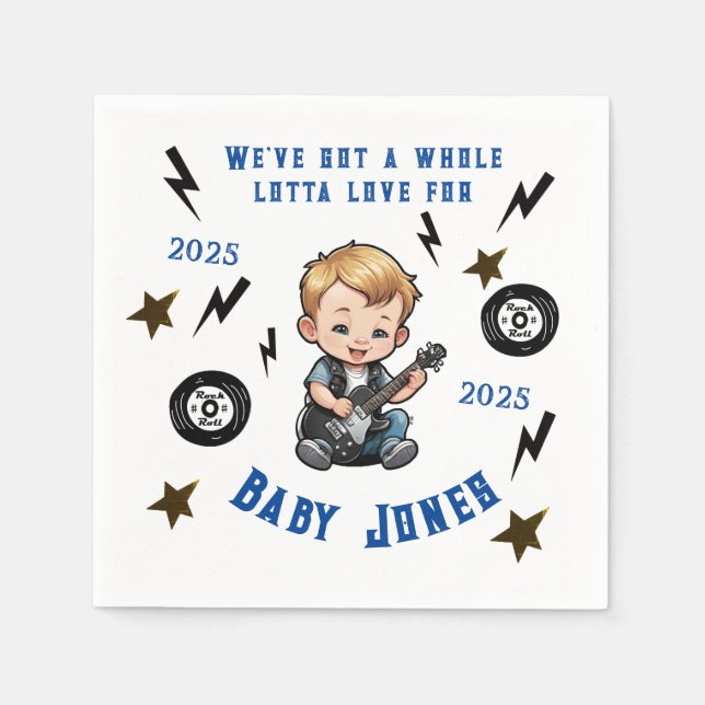Future Rocker Rock N Roll Lotta Love Baby Boy  Napkin (Front)