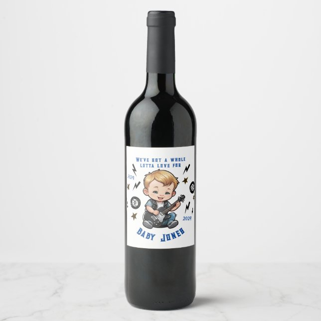Future Rocker Rock N Roll Lotta Love Baby Boy  Wine Label (Front)