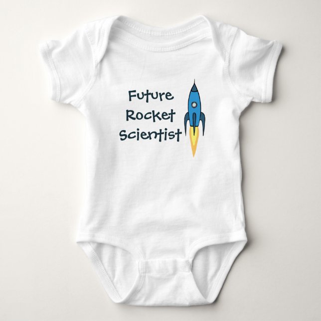 Future Rocket Scientist Blue Outer Space Boy Funny Baby Bodysuit (Front)