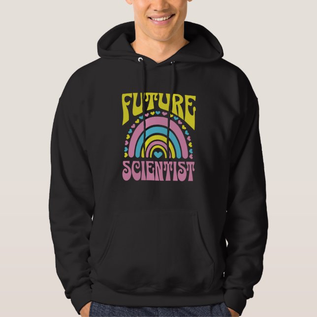 Future Scientist Bright Retro Rainbow Scientists T Hoodie (Front)