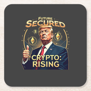 Future Secured Crypto Rising Trump Inaguration Day Square Paper Coaster