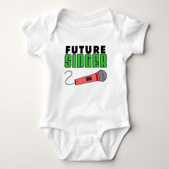 Future Singer Pink Microphone Baby Bodysuit (Front)
