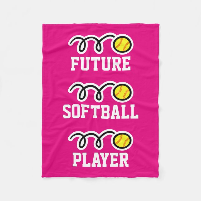 Future softball player fleece blanket for girls (Front)