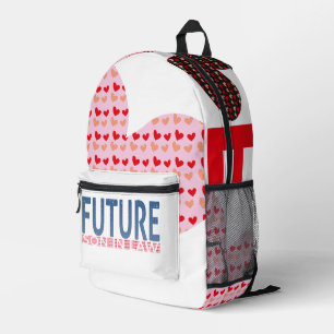 future son in law, red black gray love letter printed backpack