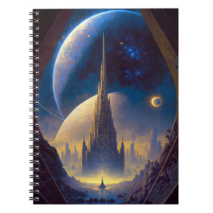 Future Space City Sci-Fi Art Notebook