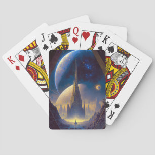 Future Space City Sci-Fi Art Playing Cards