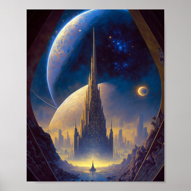 Future Space City Sci-Fi Art Poster (Front)