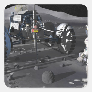 Future space exploration missions square sticker