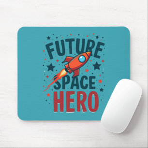 Future Space Hero Retro Rocket Ship Design Mouse Mat