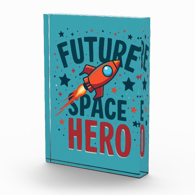 Future Space Hero Retro Rocket Ship Design Photo Block (Right)