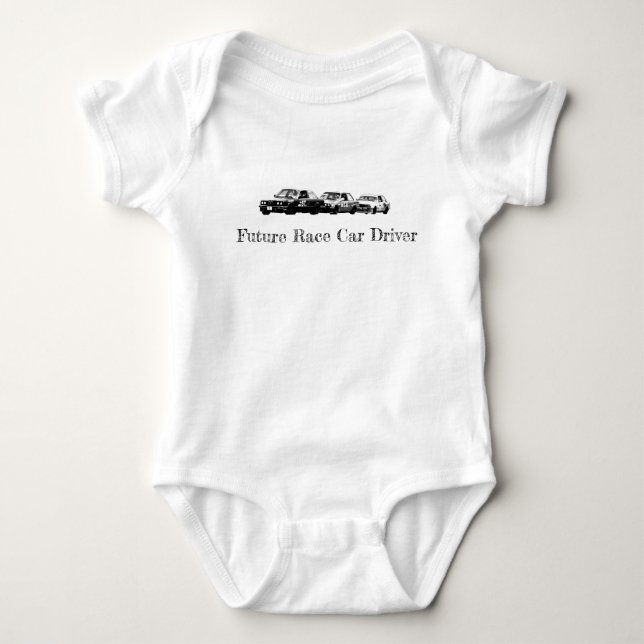 Future Spec E30 Race Car Driver Baby Bodysuit (Front)