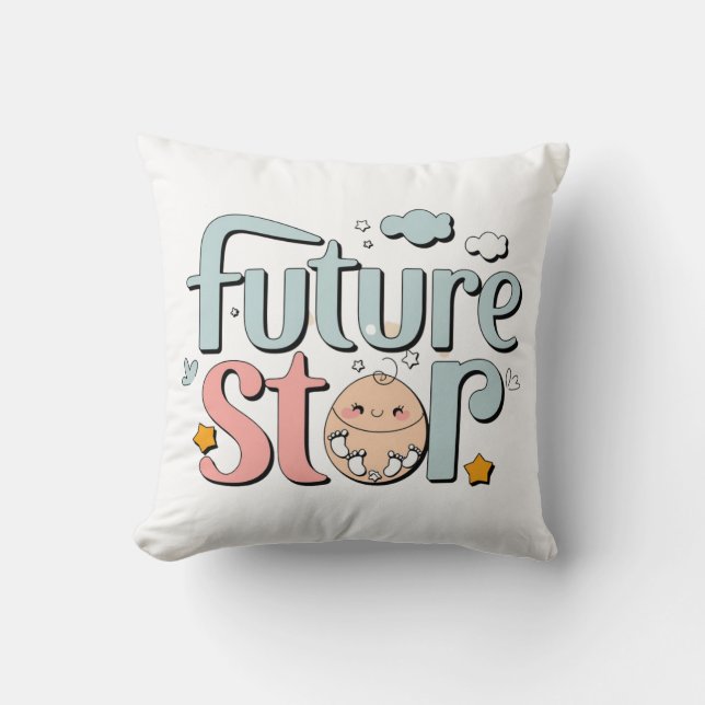 Future Star - Cute Baby Footprints Cushion (Front)