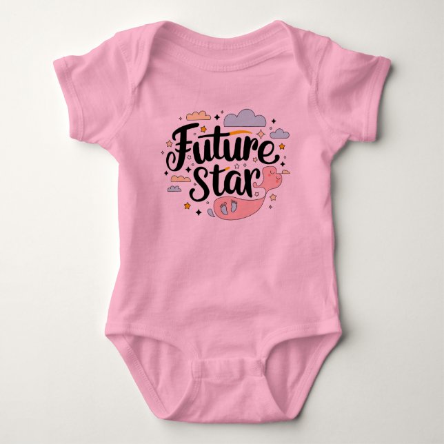 Future Star - Whimsical Baby Bump Design Bodysuit (Front)