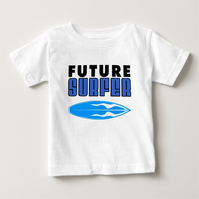 Future Surfer Blue Surf Board Baby T-Shirt (Front)