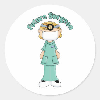 Future Surgeon Little Girl Classic Round Sticker